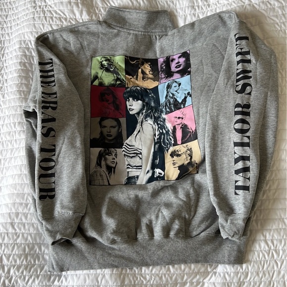 Eras Tour Taylor Swift Grey Quarter Zip Quarterzip Sweatshirt Merch Midnights - Picture 3 of 6